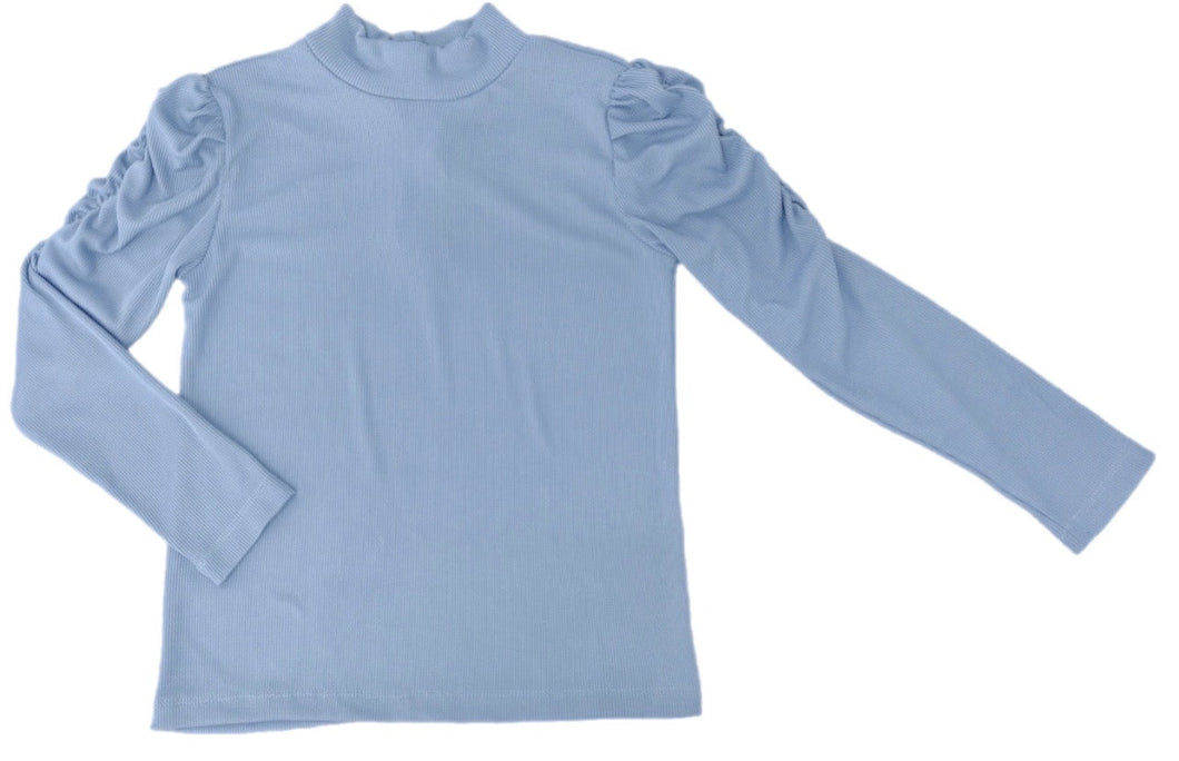 Long Sleeve Ribbed Top, Slate Blue
