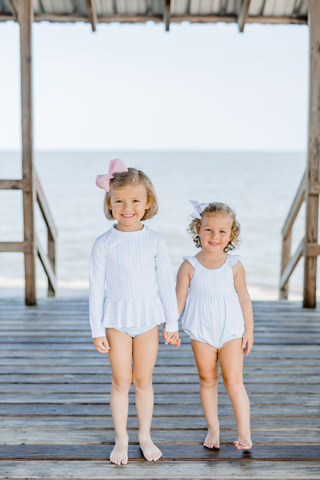 Abby Bubble One Piece Swim, Pastel Stripe