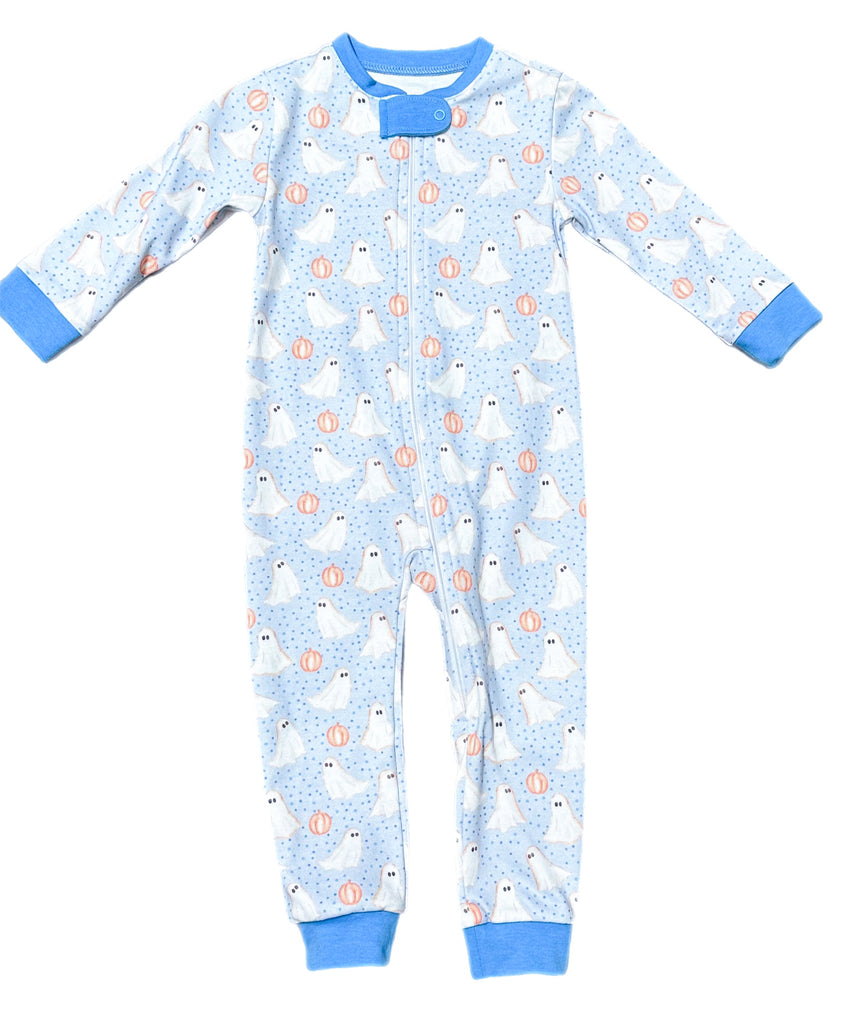 James & Lottie Christmas Zip Up One Piece Pajamas - Blue Santa Claus main image 1