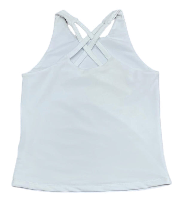 Cross Back White Top - Athleisure