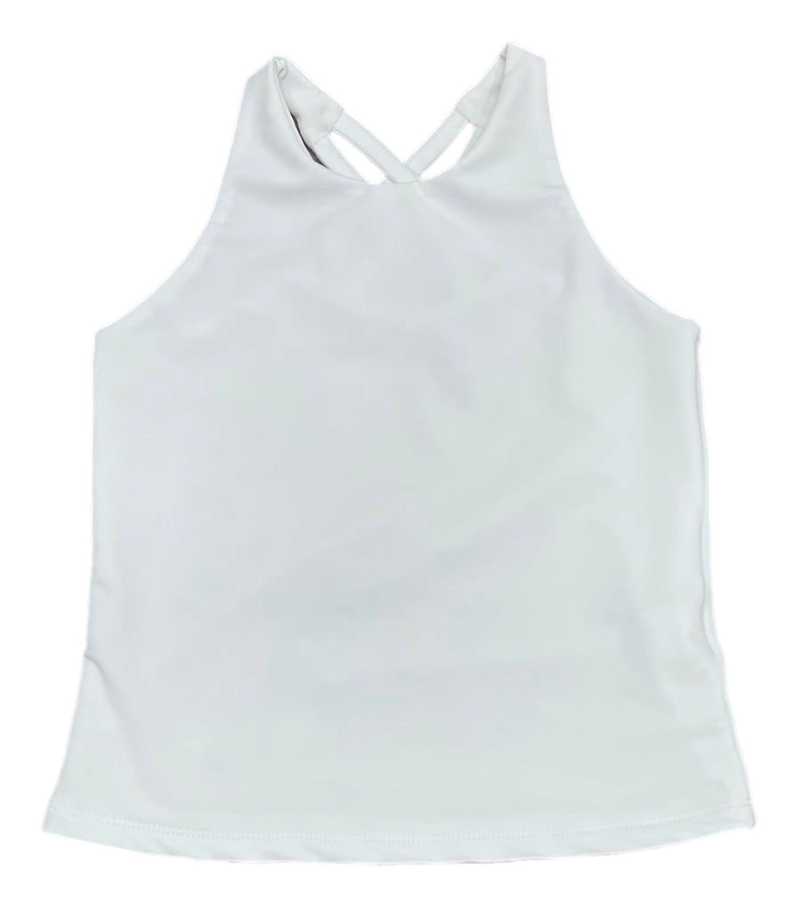 Cross Back White Top - Athleisure