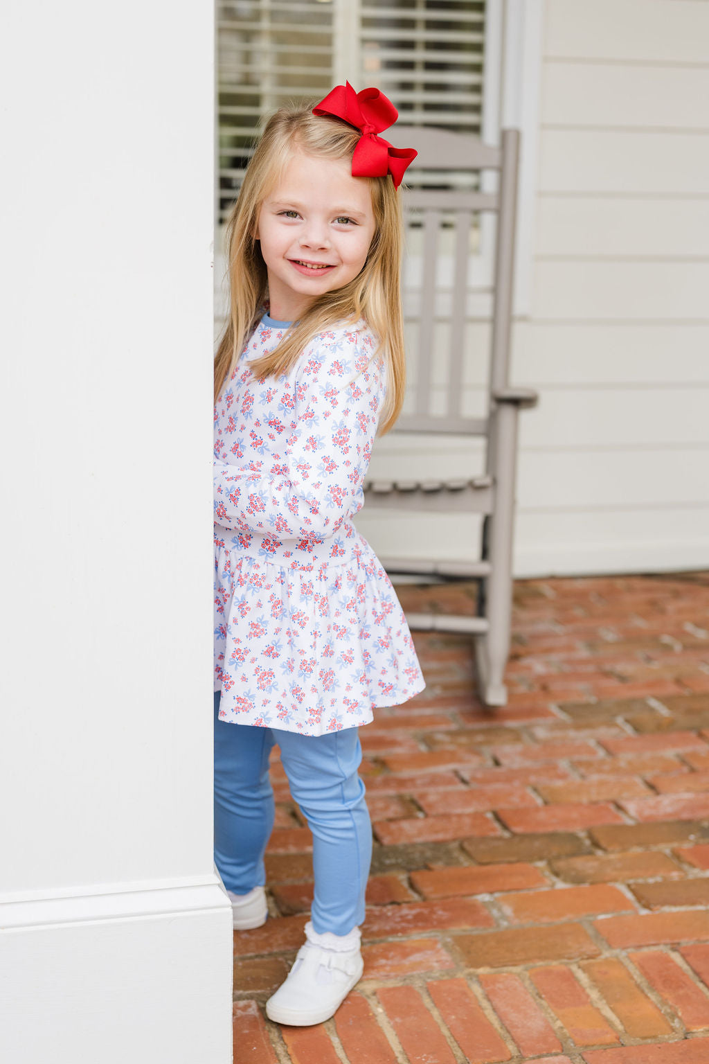 Red and Blue Floral Loren Legging Set