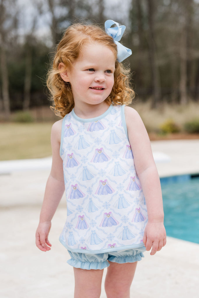 Lottie Blue Seersucker Bloomer/Banded Short Set