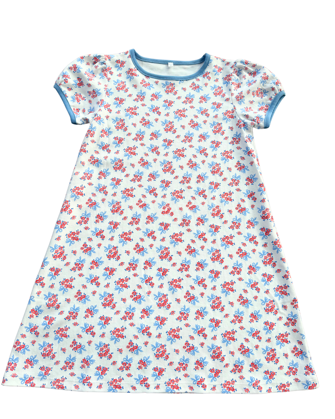 Red and Blue Floral Short Sleeve Play Dress