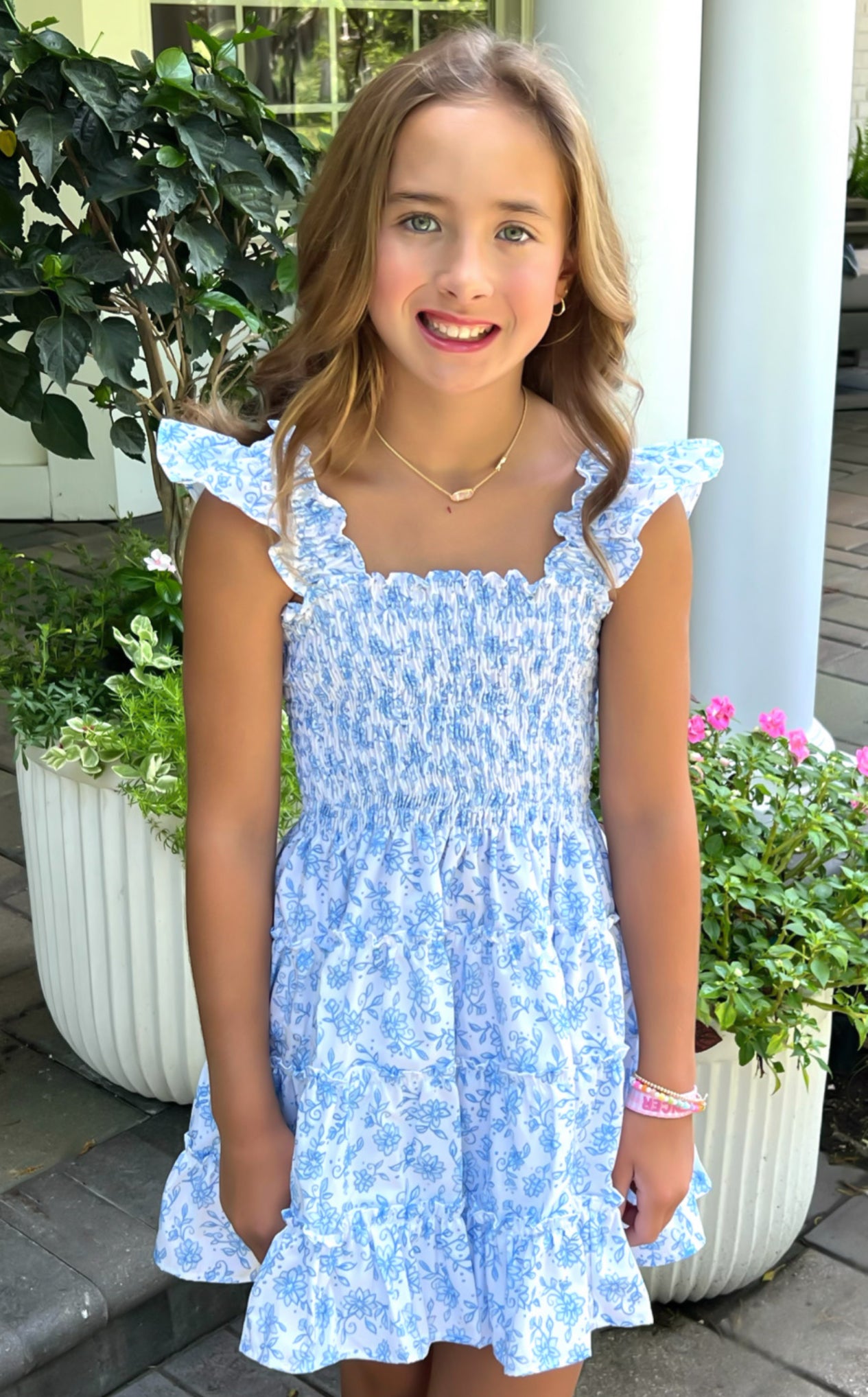 strapless open back dress Charlotte Dress, Blue Floral BE (Ready to Ship) – James and Lottie INC