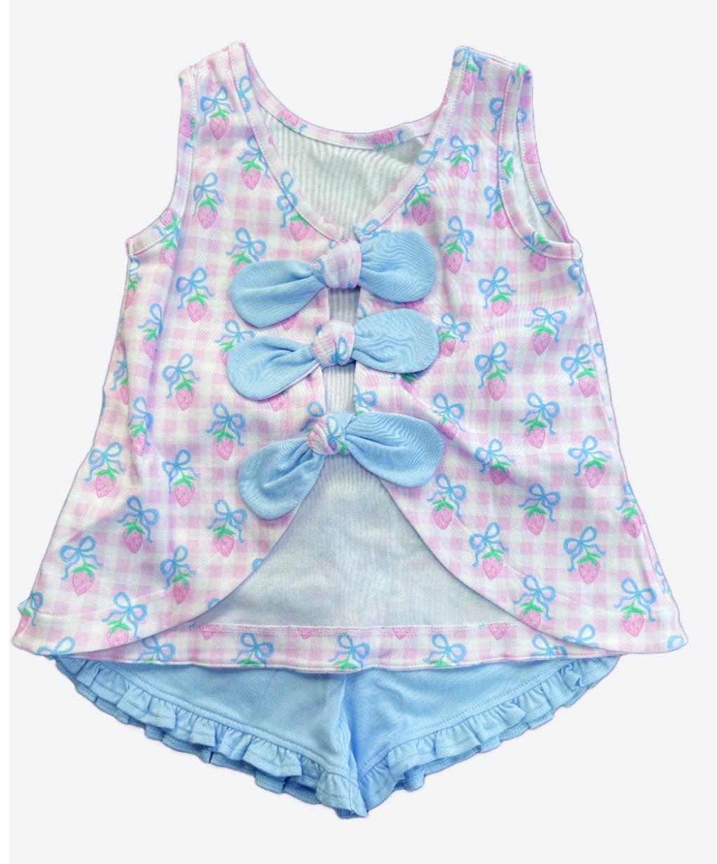 Kinley Knot Ruffle Short Set, Berry Special, product