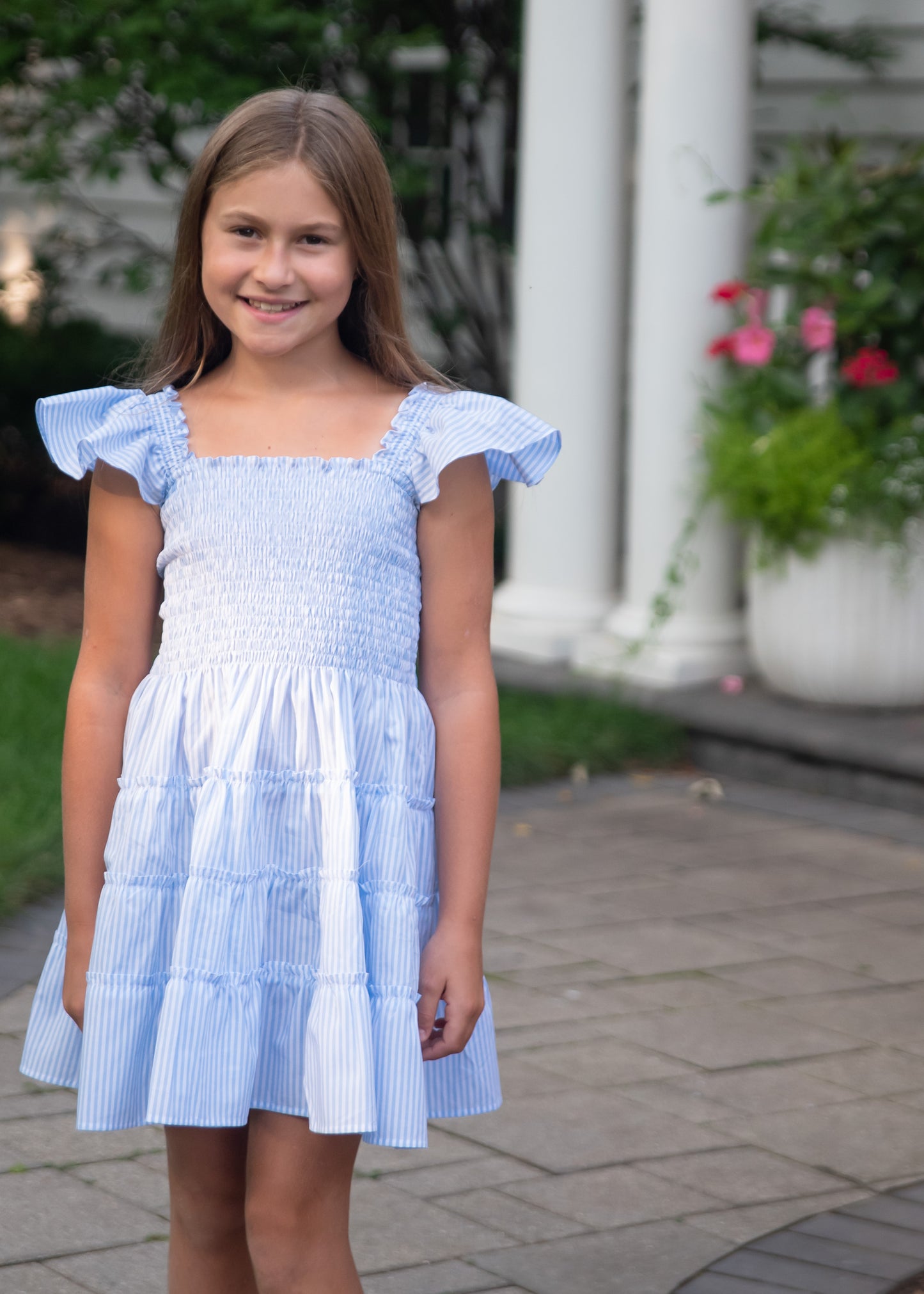 Charlotte Dress, Blue Stripe (BE)