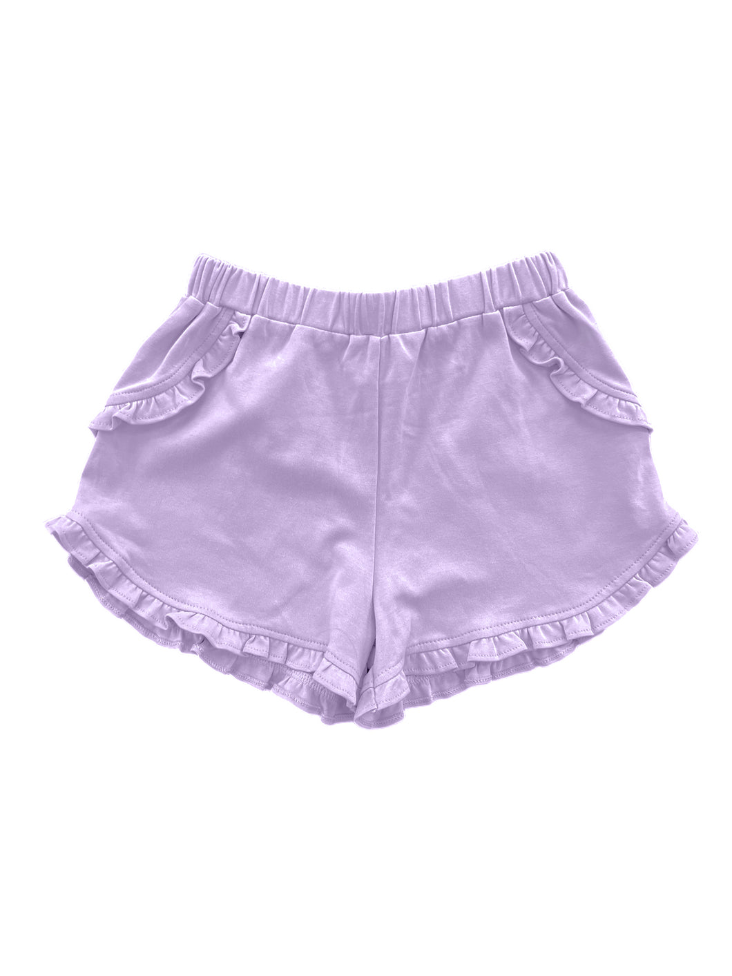 Kinley Ruffled Knit Pima Shorts, Lavender