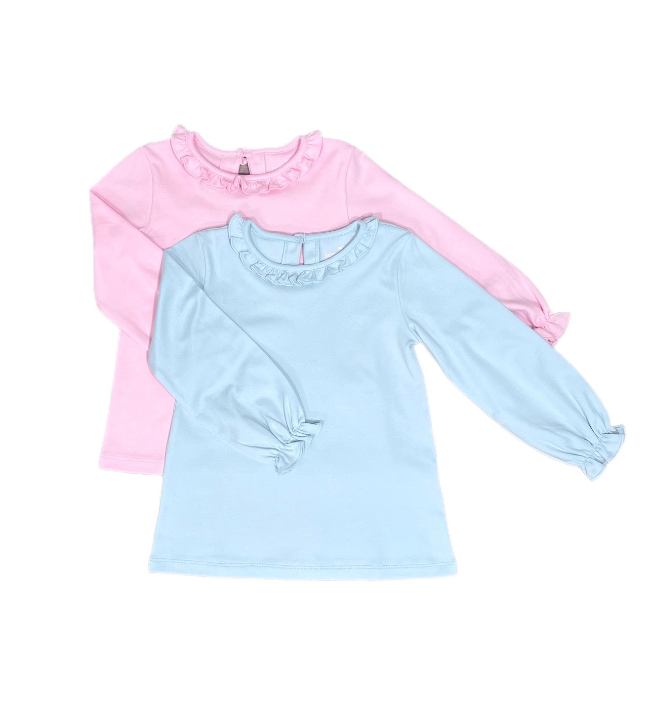 Pima Ruffled Collar Top, White