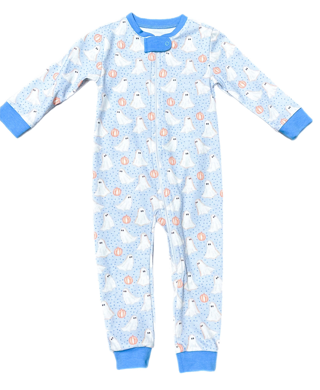 Boys One Piece Zip Up Jammies, Ghost (Ready to Ship)