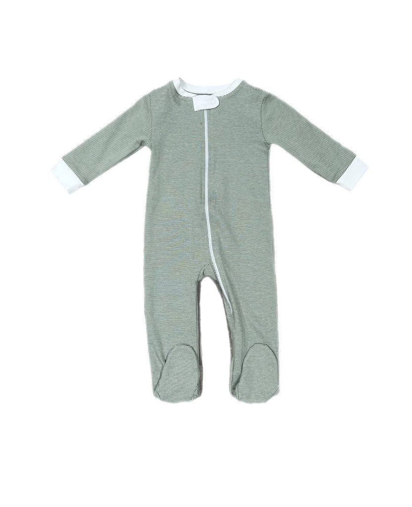 James & Lottie Christmas Zip Up One Piece Pajamas - Blue Santa Claus