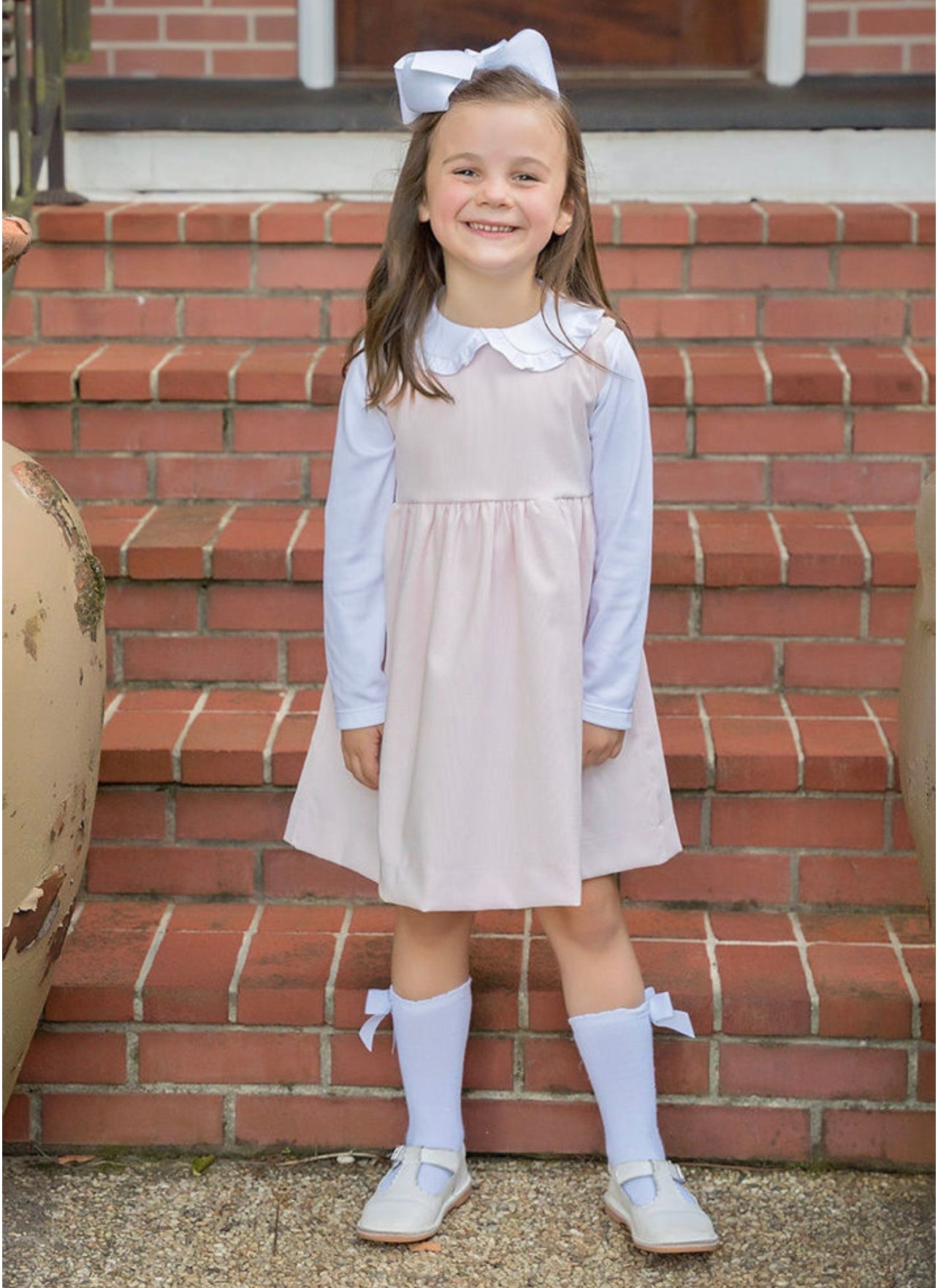 Pima Peter Pan Collar Top, White