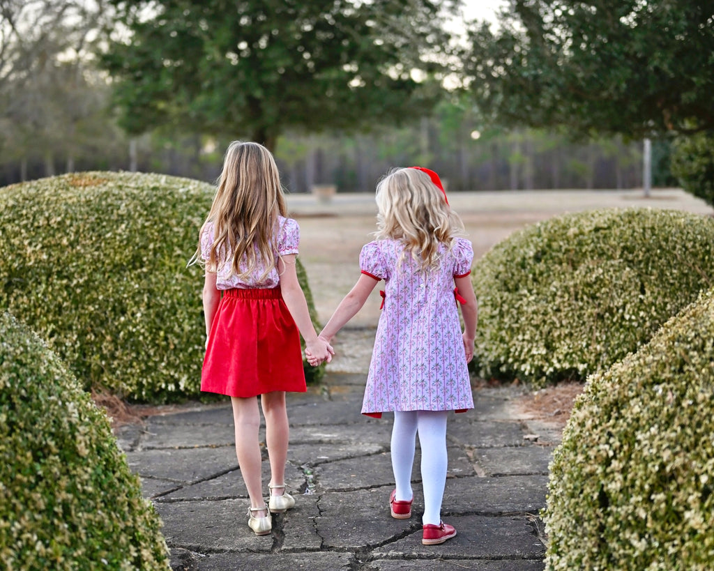 James & Lottie Girls Sage Skirt Set - Pink Top with PAR-TEE Golf Print Skirt