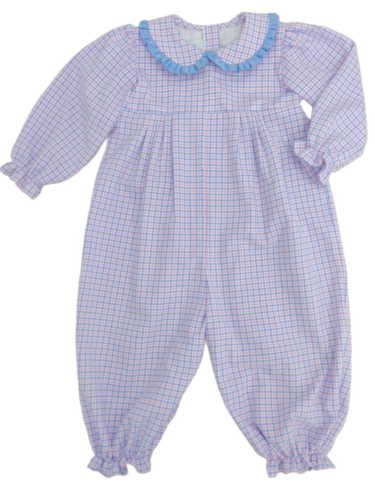 Greta Long Bubble, Pink and Blue Check