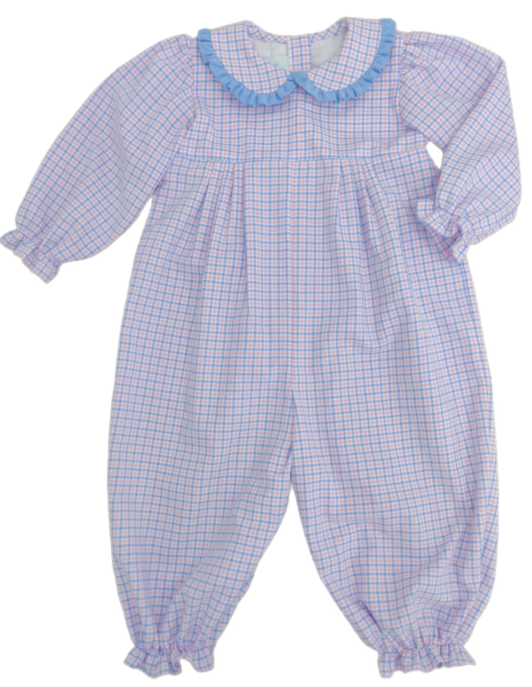 Greta Long Bubble, Pink and Blue Check