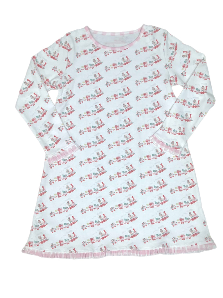 James & Lottie Girls Pink Christmas Tree Lounge Dress
