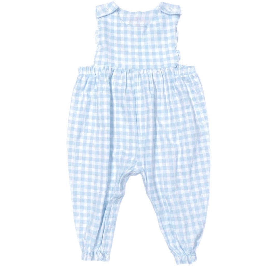Basics Knit Savannah Scalloped Longall, Blue Gingham