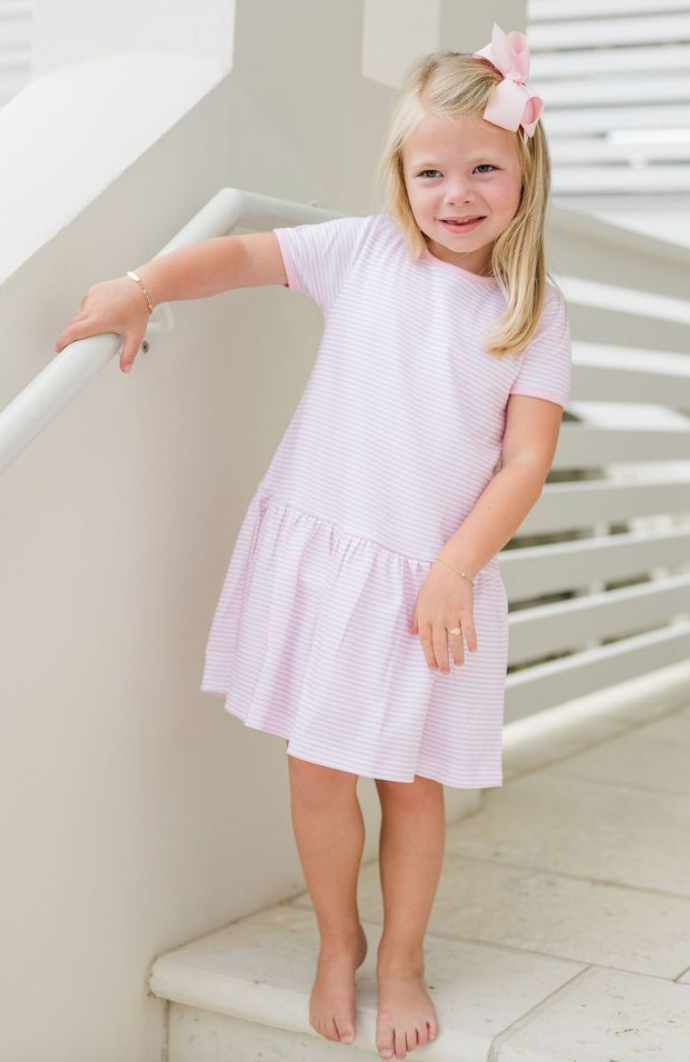 Loren Dropwaist Dress Light Pink Stripe online