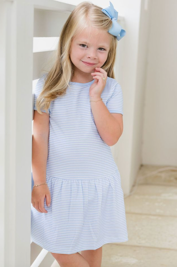 Loren Dropwaist Dress Light Blue Stripe online