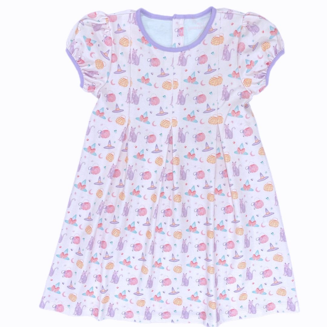 Penny Pleat Dress Without Collar, Halloween Pima Knit