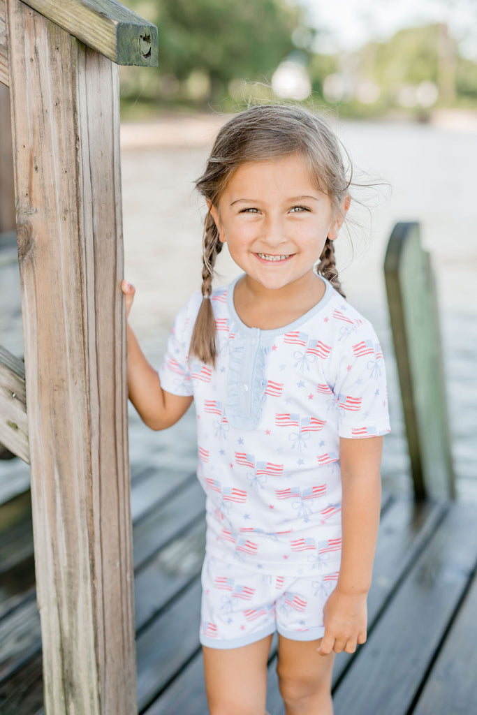 Be Elizabeth by James & Lottie Girls Butterfly Shorts - Fuchsia Pink Floral
