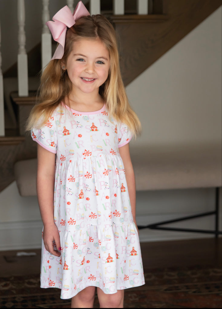 James & Lottie Girls Brynn Knit Dress - Light Pink Stripes main image 1