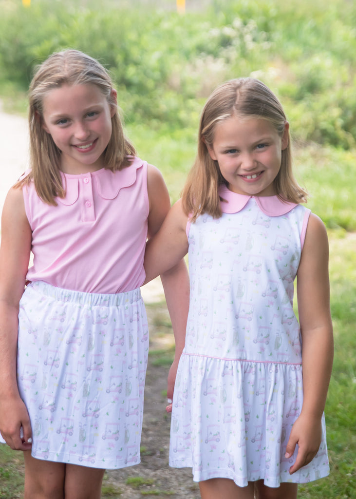 James & Lottie Girls Patriotic Short Set - Red Tie Top with Blue Stripe Ruffle Shorts main image 1