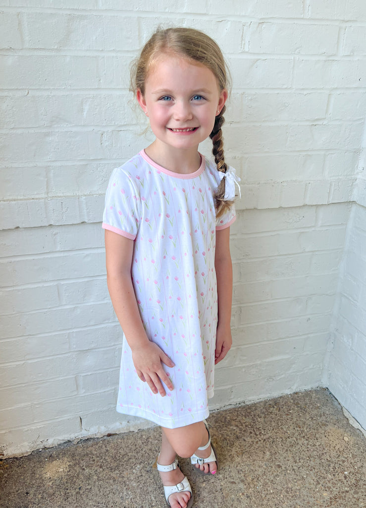 James & Lottie Girls Tenley Tennis Dress - Pink PAR-TEE Golf Print