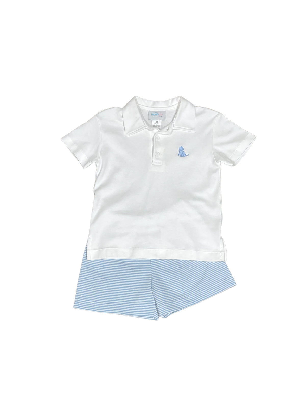 White Polo with Blue Puppy
