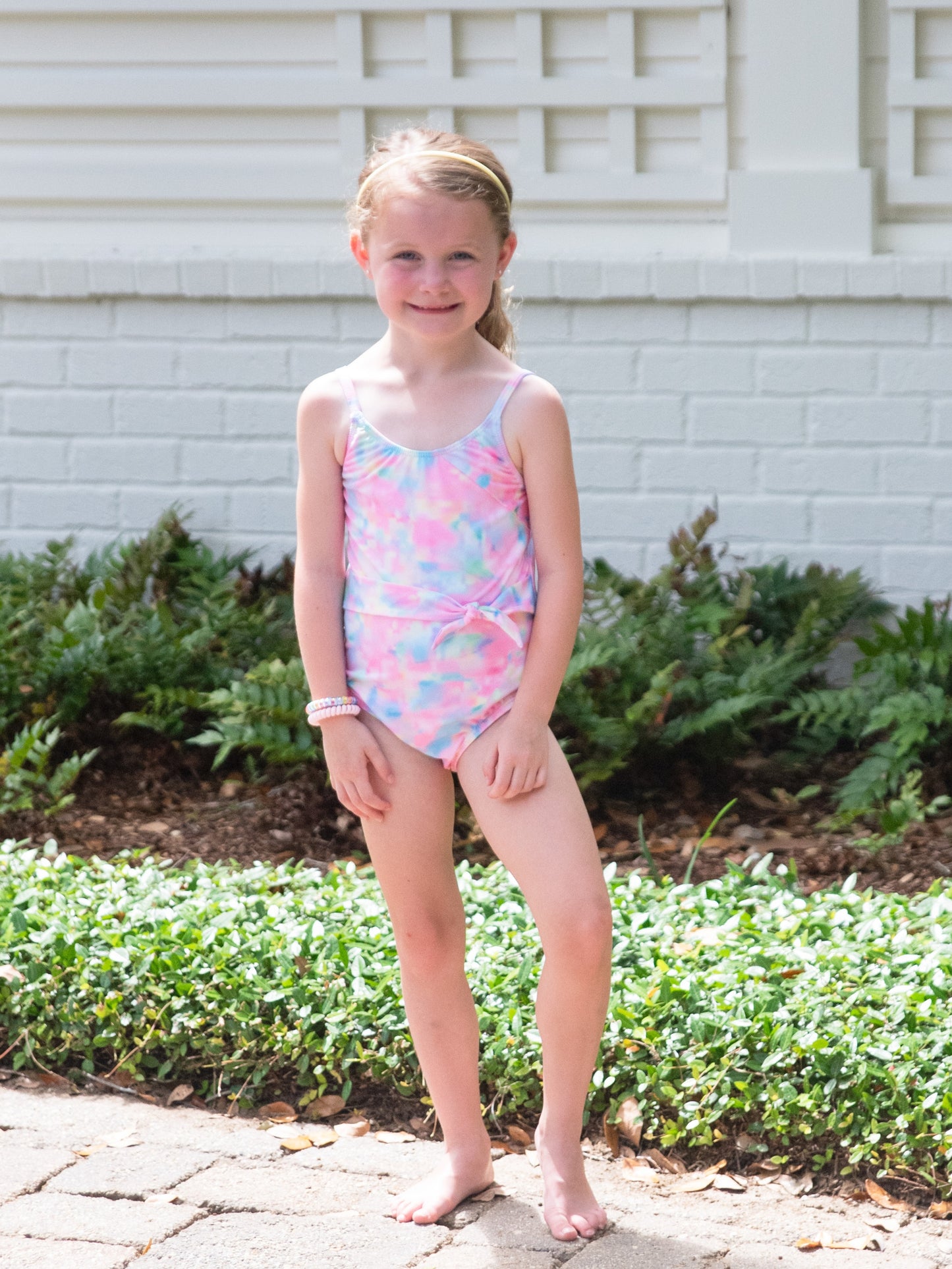 One Piece Knot Swim, Multi Color Tie Dye