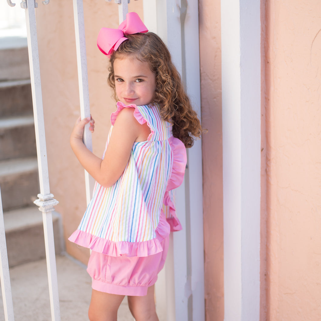 Natalie Bloomer/Banded Short Set, Rainbow Stripe