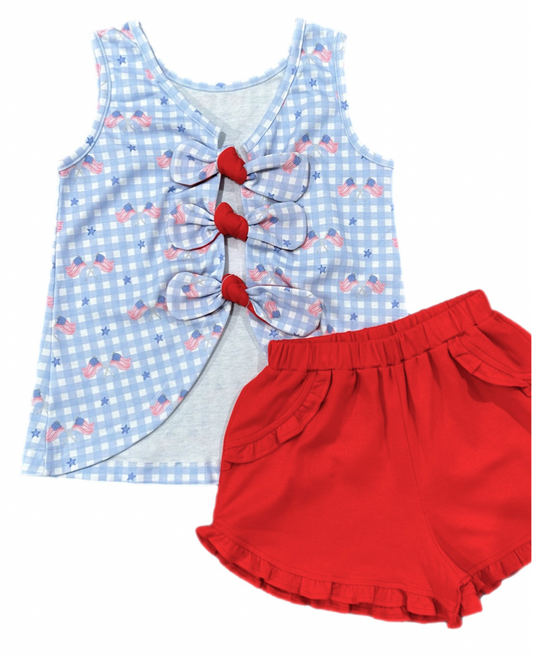 Kinley Knot Bloomer Set, Patriotic Gingham Knit online