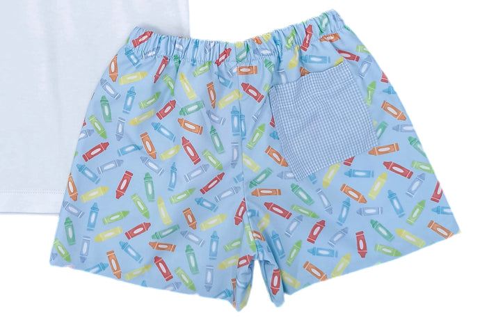 Conrad Shorts, Back to School - Blue Crayon