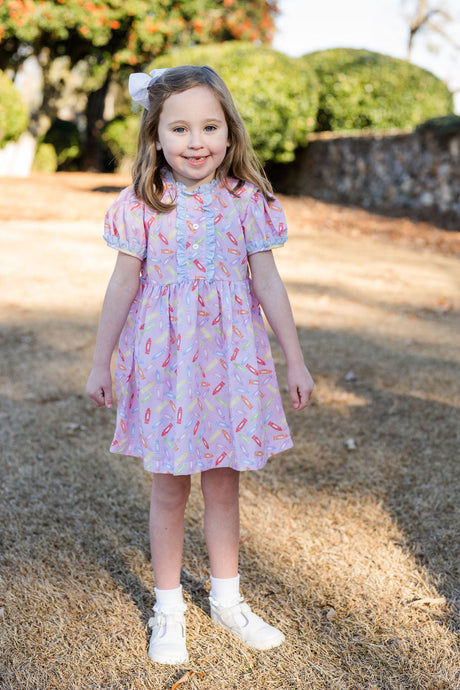 Annie Dress, Back to School - Pink Crayon