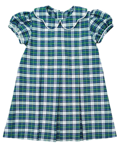 Paige Pleat Dress, Kelly Green Plaid