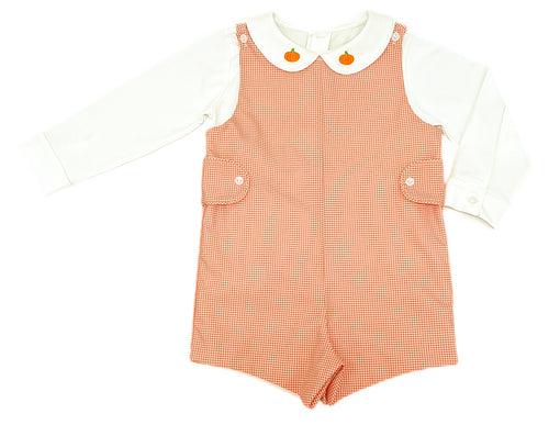 Reed Jon Jon Set Orange Gingham, Pumpkin (Ready to Ship)