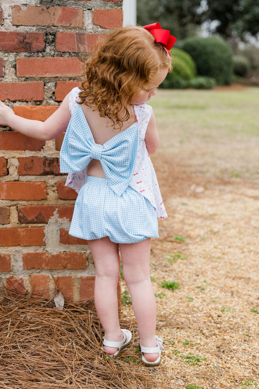 Lottie Bloomer/Banded Short Set, Cherries and Bows (Ready to Ship)