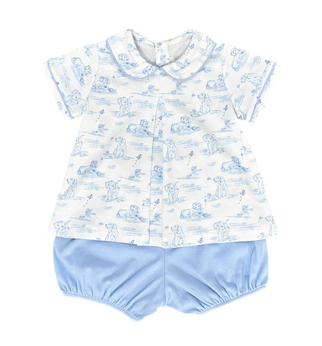 Rory Diaper Set, Blue Puppy Knit (Ready to Ship)