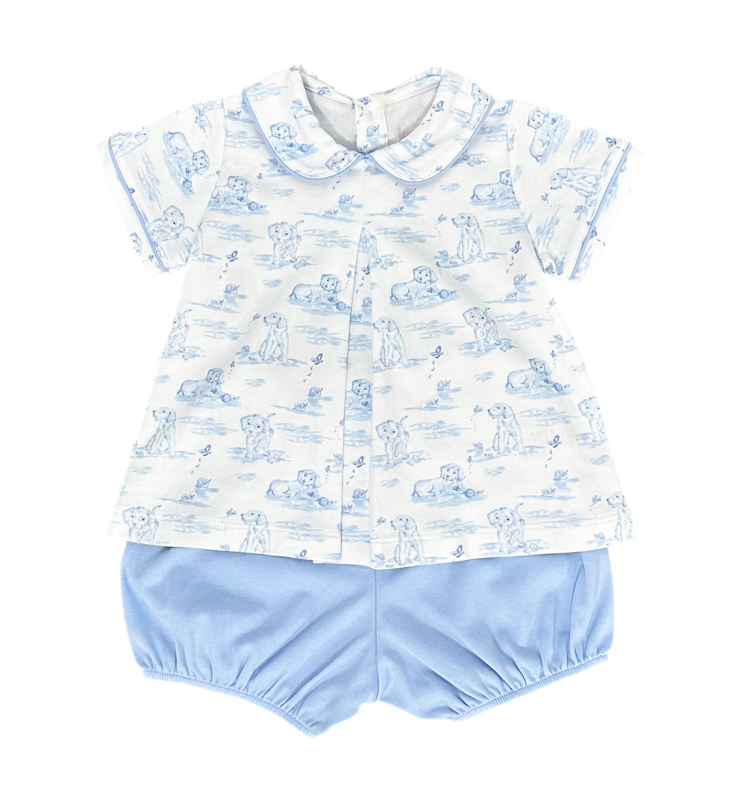 Rory Diaper Set, Blue Puppy Knit (Ready to Ship)