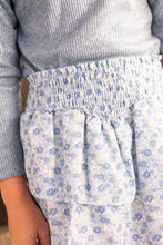 Smocked Skirt, Blue & Green Floral BE