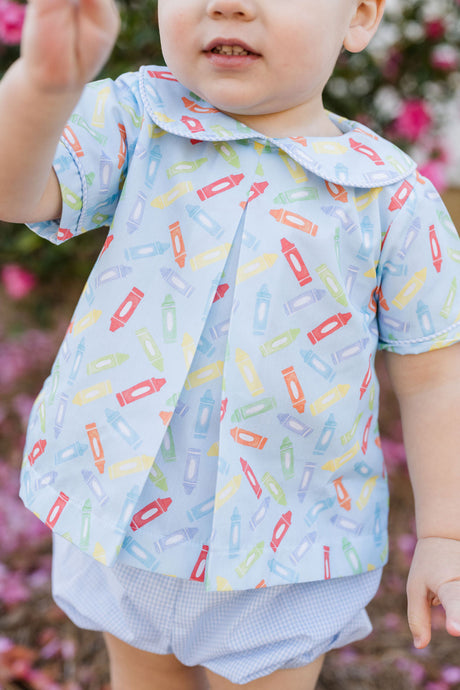 Rory Diaper Set, Back to School - Blue Crayon