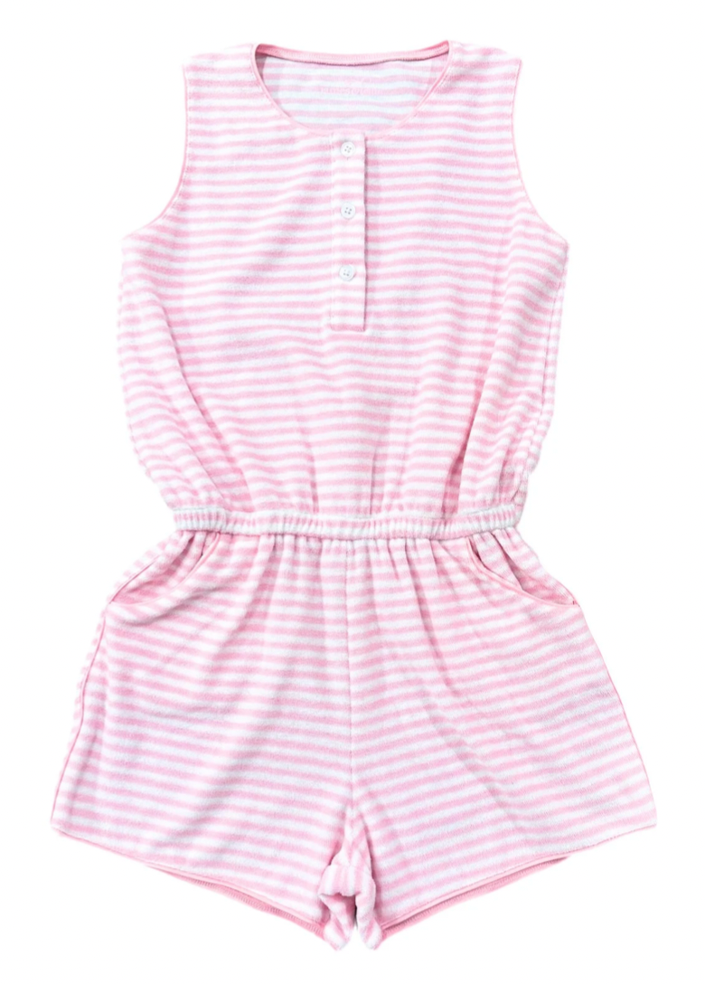 Pink Stripe- Light Pink Terrycloth Romper online