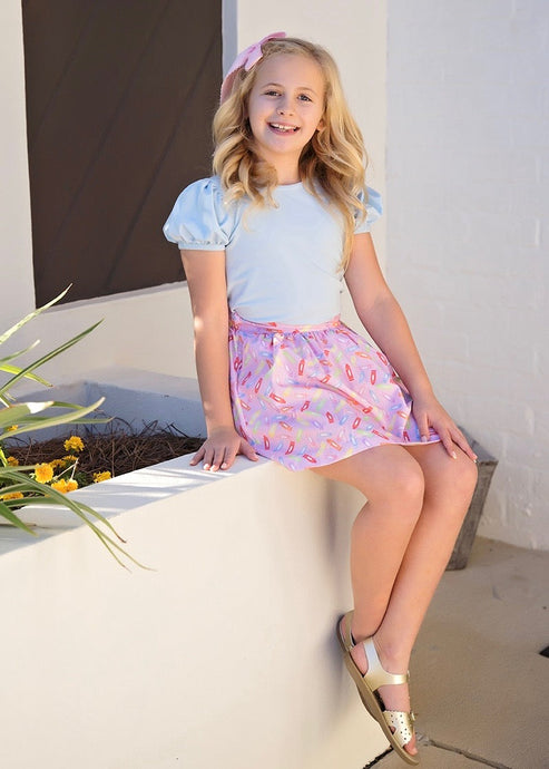 Sally Skirt Set, Back to School - Pink Crayon