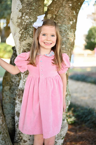 Ava Dress, Pink Cord (Ready to Ship)