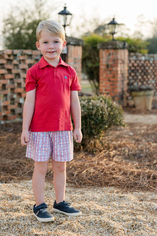 Red Polo w/ Star, Patriotic Knit (Ready to Ship)