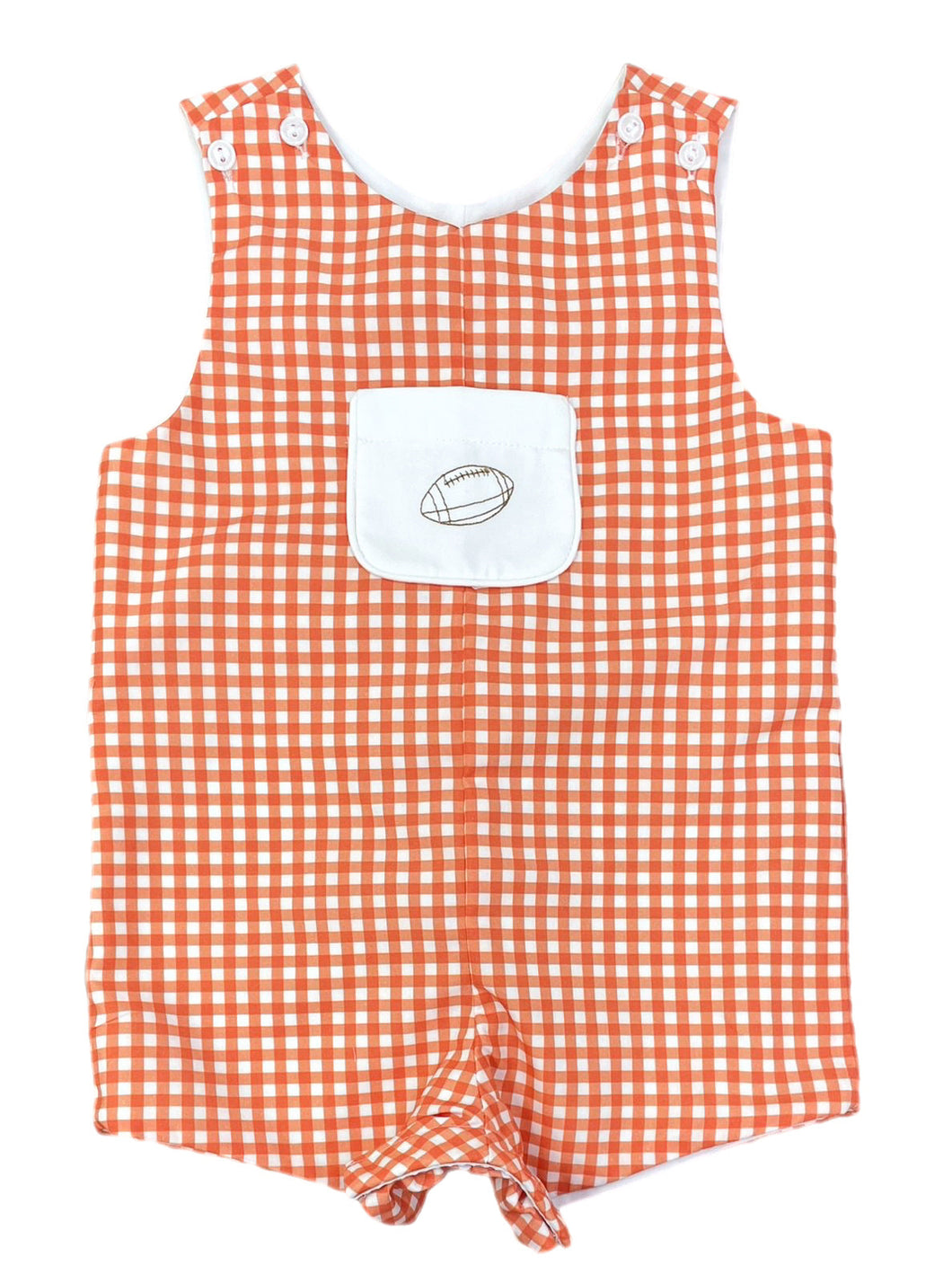 Emmett Jon Jon, Orange Gingham w/ Footballs - Game On