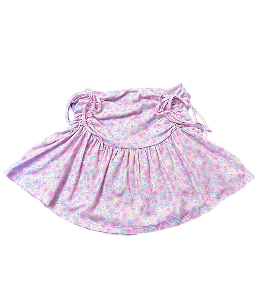 Side Tie Skirt, Pink Floral Knit - BE (Ready to Ship)