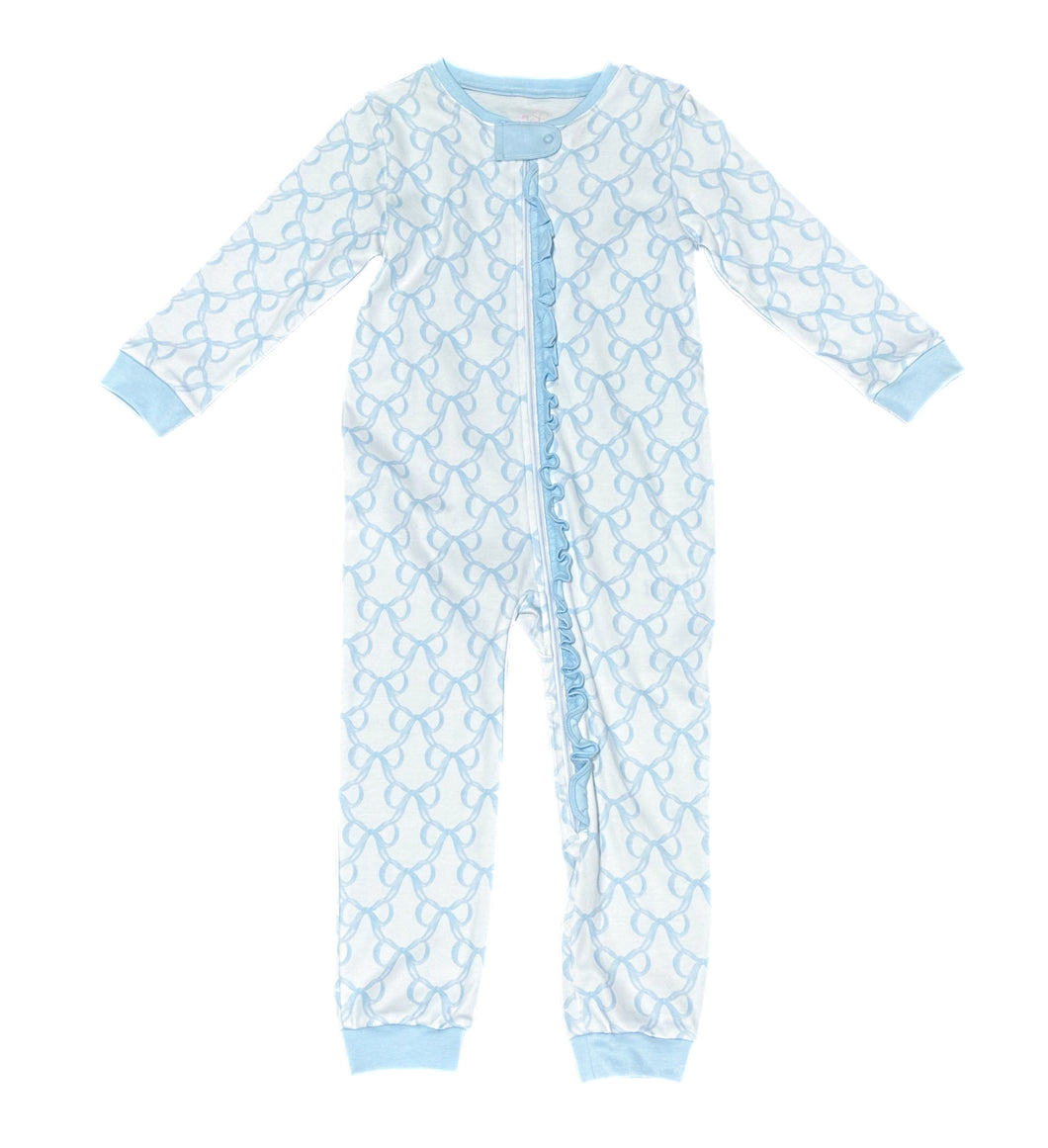 One Piece Zip Up Jammie - Put a Bow On It Knit Lounge (Ready to Ship)