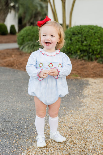 Sara Long Sleeve Bubble, Smocked Wreath