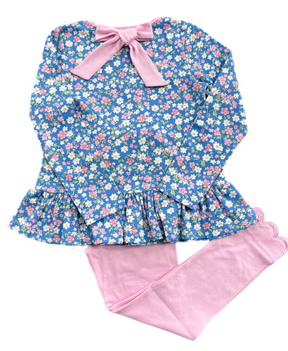 Peggy Peplum Legging Set, Fall Floral Knit